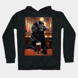 Funny Flat-coated Retriever at a Bar Hoodie